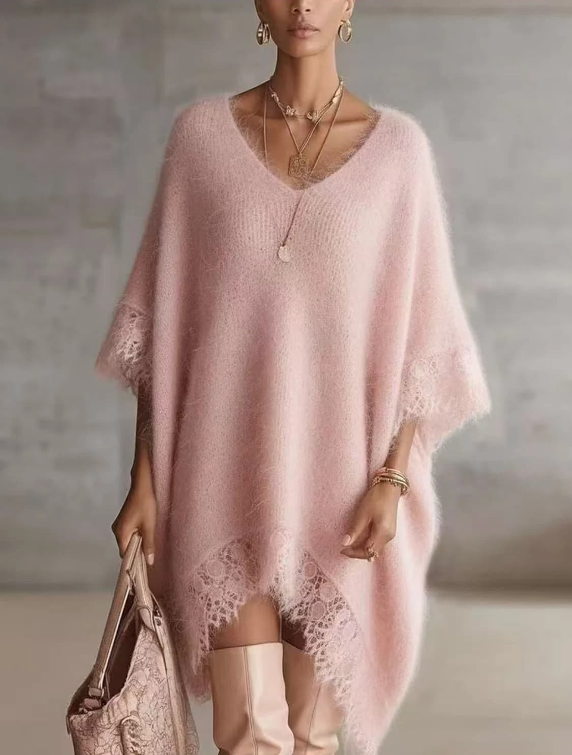 Розовый женский кардиган oversize из коллекции LE